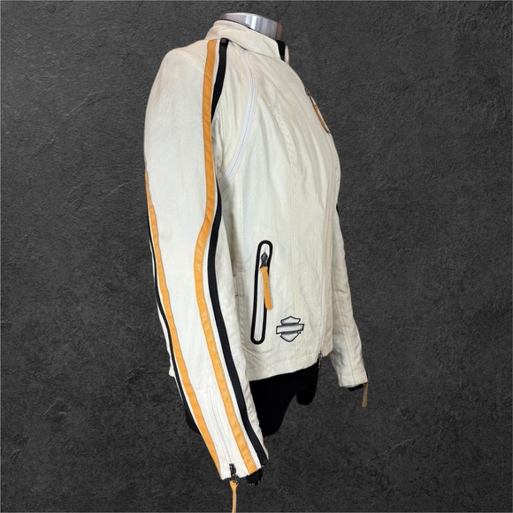Harley Davidson Motorcycle Jacket Cream with Liner Biker Women's size Small - Picture 7 of 12